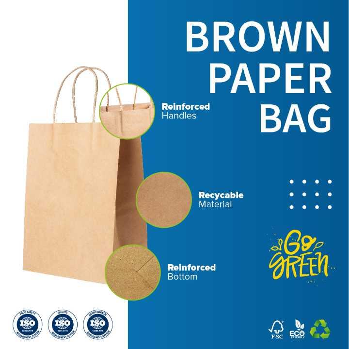 10 x 5 x 13 Kraft Paper Bag Flat / Twisted Handles