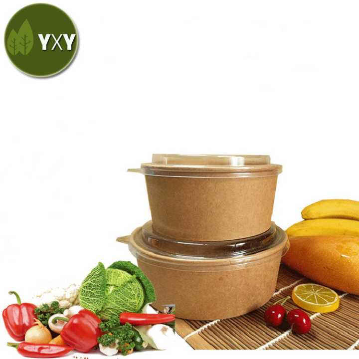 Disposable Kraft Paper Salad Bowl with Lid