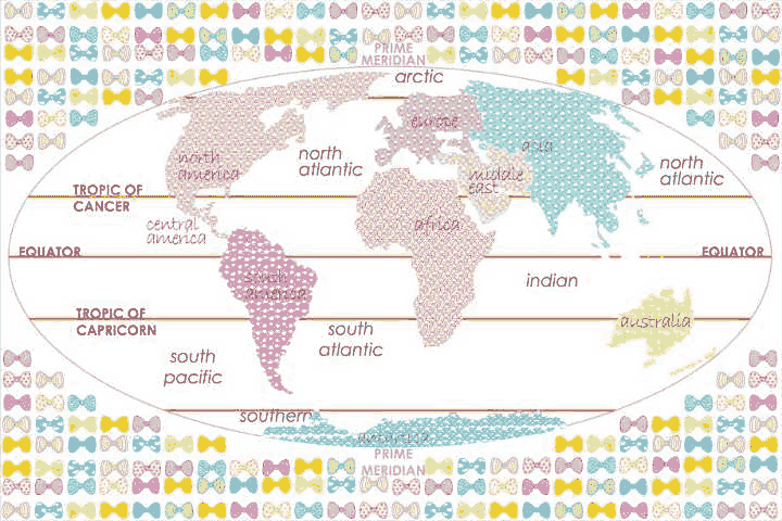World Map Wrapping Paper With Beautiful Bows