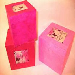 Pink Butterfly Square Box
