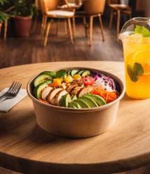 Kraft Paper Bowls with Lids for Takeaway