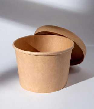 Kraft Paper Bowls with Lids for Takeaway